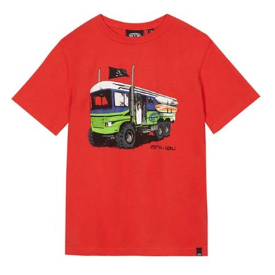 Boys' red 'surfari' print t-shirt